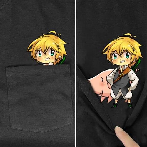 CLOOCL Black Cotton T-Shirts Fashion Brand Pocket The Seven Deadly Sins 3D Printed T-shirt Meliodas Funny Casual Cotton T-Shirts