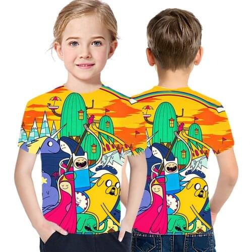 Adventure Time 3D Printed Childrens Animated T-Shirt Retro Casual Boys And Girls Clothing Summer Top Street Style Bottom Coat