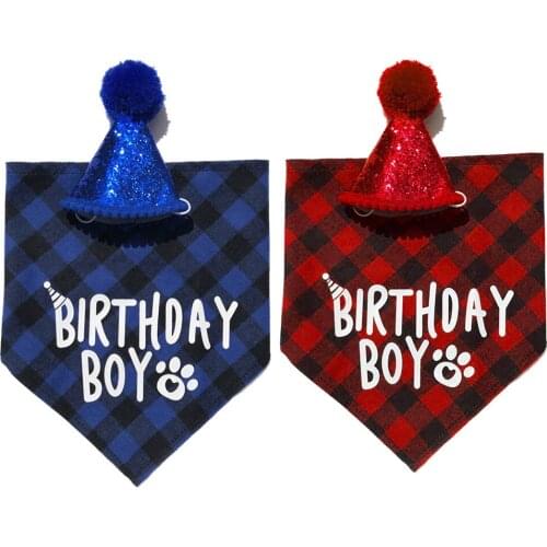 Modern Cute Pet Cat Dog Happy Birthday Headwear Bib Caps Hat Party Supplies Costume Bandana Headwear Letter Print Pet Accessory