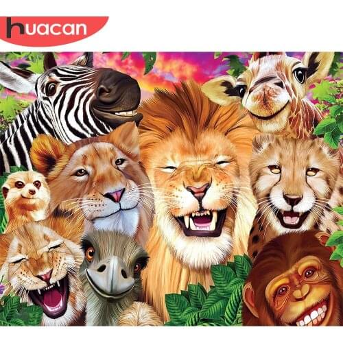 HUACAN Pictures By Number Lion Animals Kits For Adults Handpainted DIY Paint By Number Horse On Canvas Home Decoration