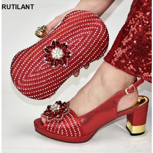 Latest Italian In Women High Quality African Wedding Shoes Sales In Women Matching Shoes and Bag Set Italian Shoes and Bags Set