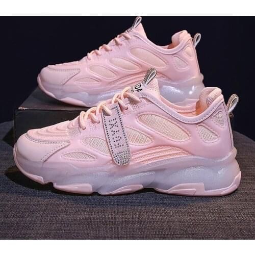 2021 Fashion Korean Women Shoes Breathable White Sneakers Women Transparent bottom Spring Casual Sneakers Platform shoes Ladies