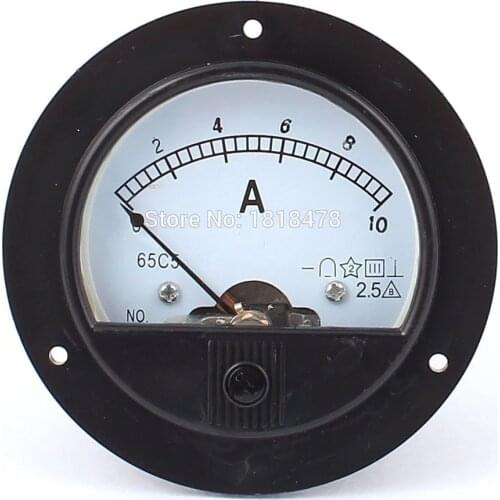 65C5 DC 0-10A 1A 2A 3A 5A 10A Round Panel Meter Gauge Current Analogue Analog Ammeter