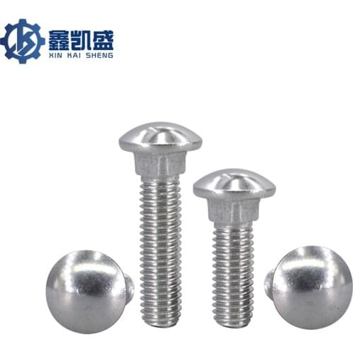 M4M5M6M8M10M12 304 Stainless Steel Carriage Screw Half Round Head Square Neck Bolt Shelf Screw Flat Head Square 10PCS