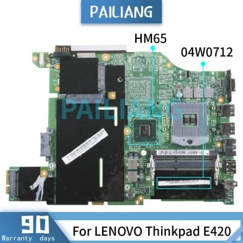 PAILIANG Laptop motherboard For LENOVO Thinkpad E420 Mainboard 04W0712 10282-2 HM65 DDR3 tesed