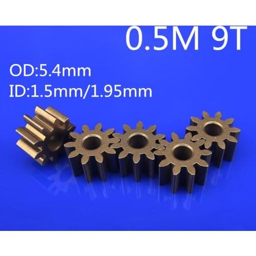 5pcs/lot RC Model Metal Pinion Gear 0.5M 1.5mm or 1.95mm (hole diameter) 9T 9 Teeth Small Motor Gears Diameter 5.4mm