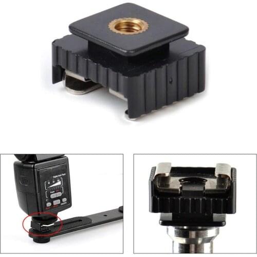 1/4" Thread to Metal Flash Hot Shoe Mount Adapter for Studio Light Stand/Tripod