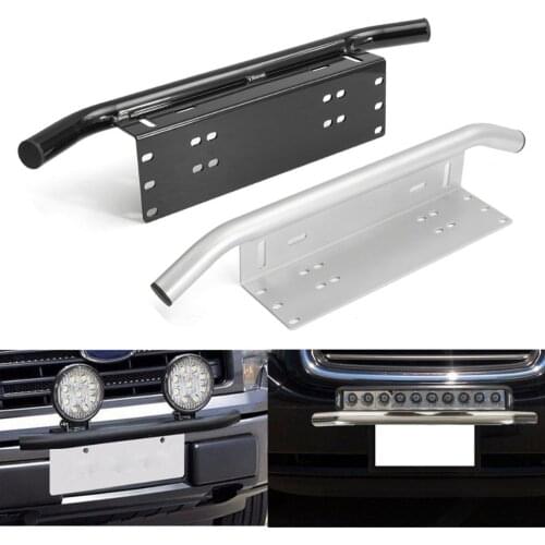 Black Chrome 23" Mounting Brackets Bull Bar Bumper Front License Plate Mount Holder Bracket Off Road Work Light Led Bar Driving