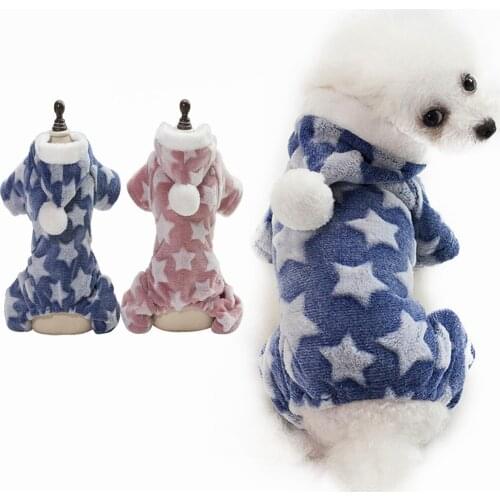 Soft Dog Romper Winter Pet Clothes Star Print Pajamas Sleepwear Clothing For Puppy Small Dogs(S/M/L/XL/XXL)