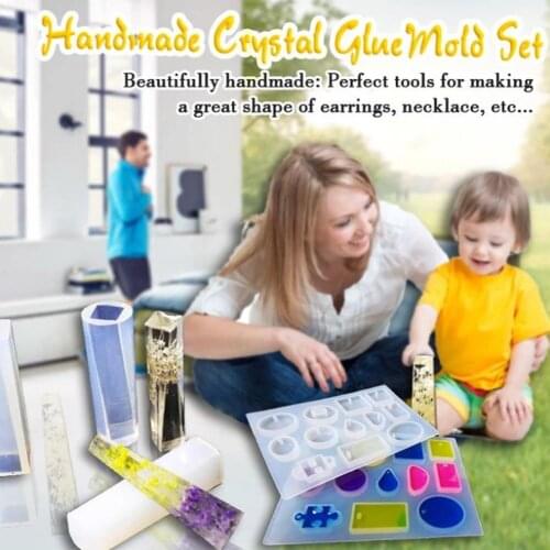 Handmade Crystal Glue Mould Mold Set Resin Jewelry Mold Kit 83pcs Bracelet Pendant Silicone Molds PUO88