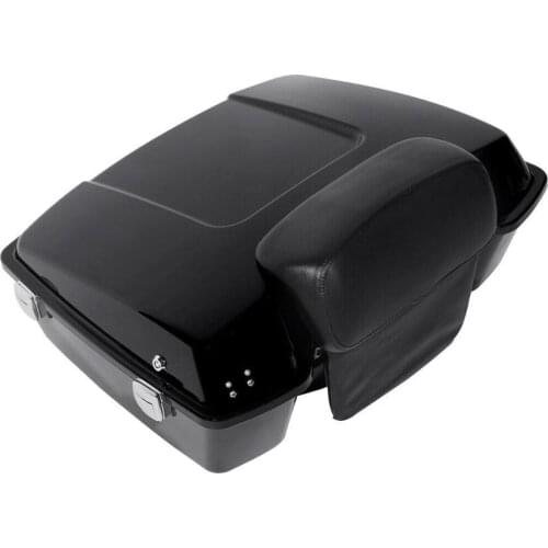Motorcycle Black Chopped Pack Trunk with Backrest For Harley Touring Tour Pak Road Street Glide 1997-2013