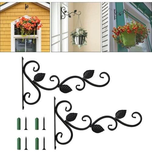Wall Hanging Basket Brackets Metal Plant Hanger Flowerpot Holder Fence Deck Balcony Decor Wrought Iron Bracket Planter Flower