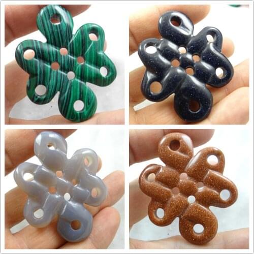 Natural stone Chinese knot Quartz crystal Turquoises Agates aventurine pendant for diy Jewelry making necklace