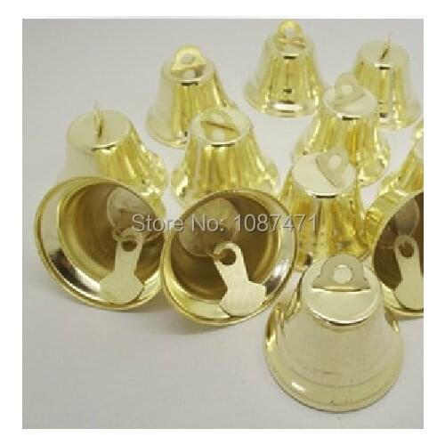 Cheap 120pcs 11mm metal golden bell christmas deco supplies Opening bell trumpet bells Free Shipping