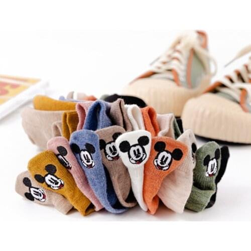 Cute Korean Style Women Mickey Mouse Short Socks Fashion Funny Happy Novelty Summer Spring Women Sock Cotton Calcetines Mujer