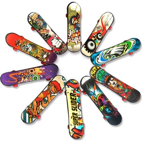 Besegad 10pcs Plastic Mini Finger Skateboards Fingerboard Toys Finger Scooter Skate Boarding Classic Skateboarding Desk Toys