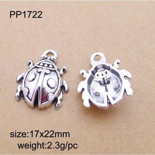 25pcs/lot Alloy Charms Antique Silver Plated Alloy Ladybug Charm Pendant Handmade Hanging Crafts 17x22mm