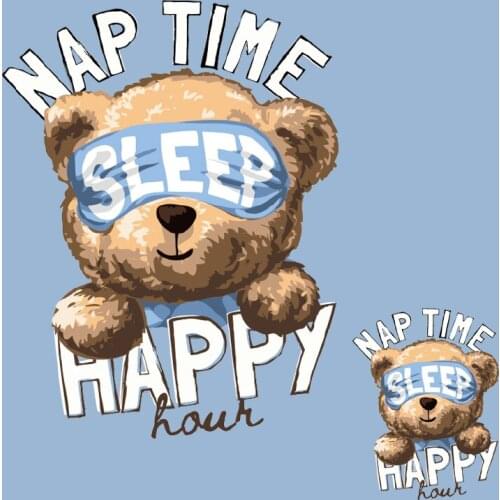 Popular cartoon plush bear print sticker DIY iron cute washable vinyl animal badge patch on children clothes