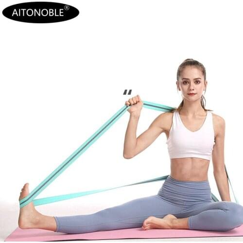 Aitonoble Yoga Pilates Stretch Resistance Band Exercise Fitness Band Training Elastic Exercise Fitness 200cm with latex threads