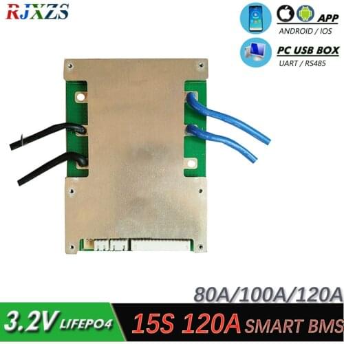 15S 100A/120A smart board LiFePO4 BMS/PCM/PCB battery protection board for 18650 LiFePO4 Battery Cell w/ Balance w/APP