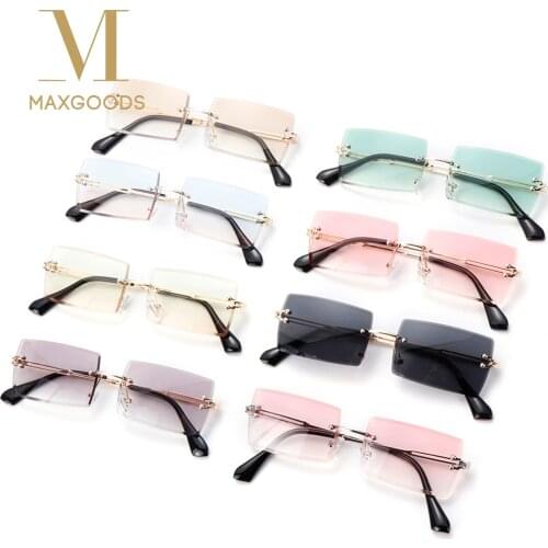 2021 Summer Rimless Sunglasses Women Trendy Small Rectangle Sun Glasses Traveling Style UV400 Shades Summer Eyewear Accessories