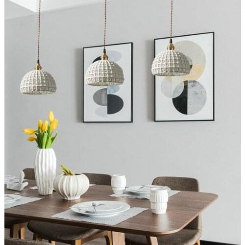 Modern Ceramic Led Pendant Lights bedside bedroom bar Hanging Lamp Brass Lamp Holder Pendant Lamp for Hoem Lighting MJ1014