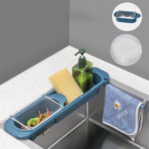 Telescopic Sink Shelf Kitchen Storage for Soap Towel Racks Home Supply Kitchen Accessories Adjustable Shelf Storage Rack