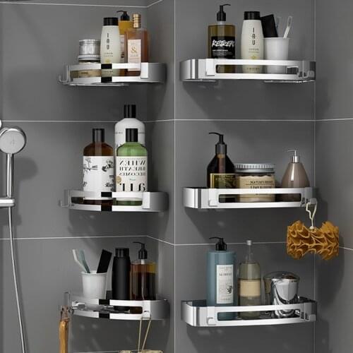 Bathroom Storage Rack Stainless Steel Kitchen Storage Rack No Punching Corner Rack Toilet Corner Storage Rack