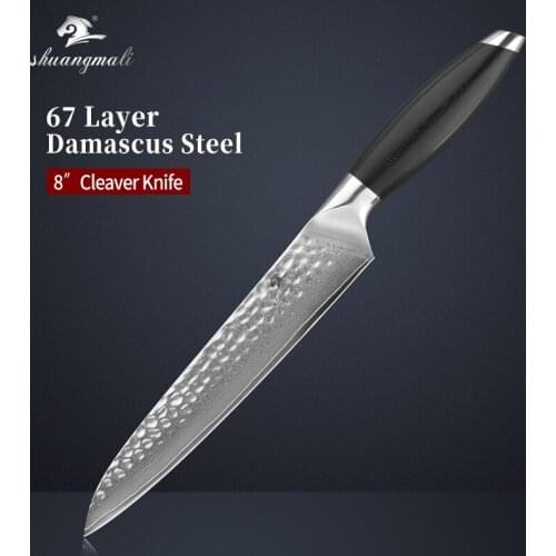 8 Inch Utility Gyuto Cleaver Knife Damascus Kitchen Chef Cleaver Knives Cooking Slicing Vegetable Cleaver Knife With G10 Handle