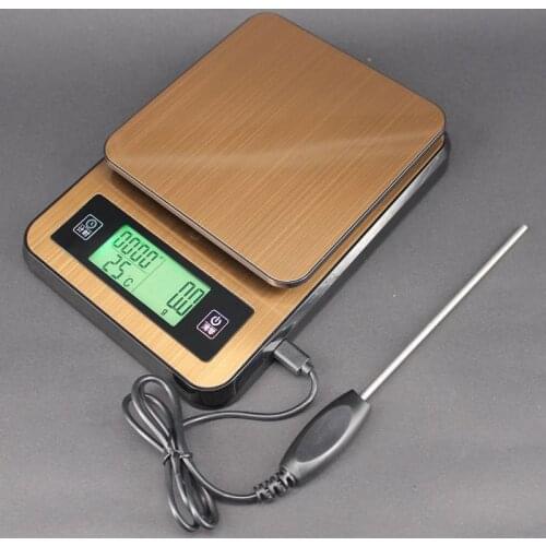 2KG Mini Digital Kitchen Food Scale 0.1g Timer Coffee Scale with Temperature Probe