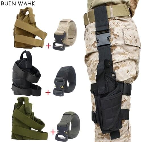 Military Gear Tactical Gun Holster Universal Hunting Airsoft Pistol Gun Drop Leg Holster Adjustable Nylon Pouch Belt Holster