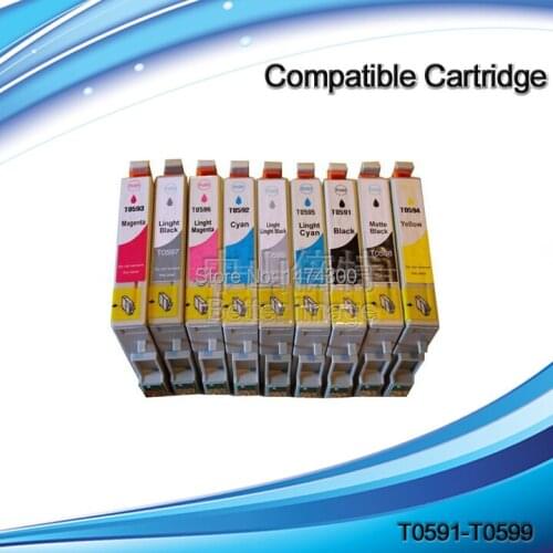 XIMO Free shipping, 9 PK High Quality Compatible Ink Cartridges For T0591 -T0599,For Stylus Photo R2400,bulk Packing