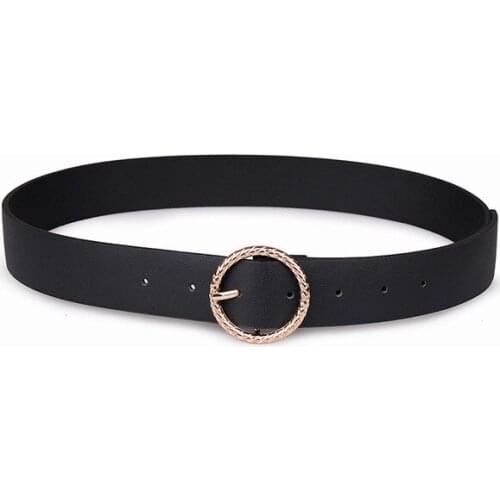 New womens snake pattern round buckle black pink pu Blet fashion female pin buckle belt simple design BL505