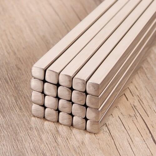 XMT-HOME Korean Chinese food sticks chopsticks Japanese metal chopsticks square flat sticks sushi chopsticks 10 pairs