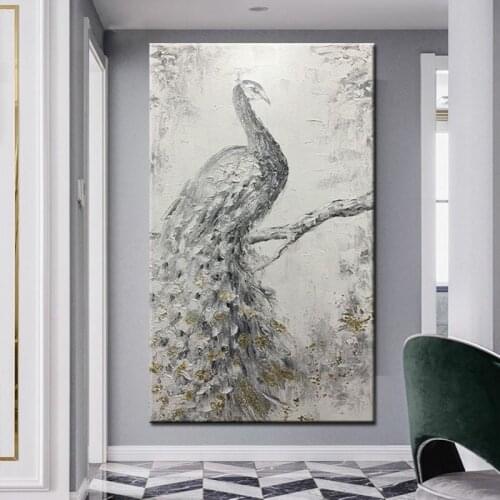100% Hand painted Peacock Abstract Oil Paintings Wall Art Home Decor Wall Pictures Modern On Canvas No Framed Large Size