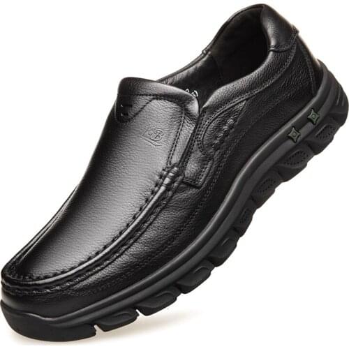 2019 new Genuine Leather Men shoes Comfortable Loafers Male Business Formal Footwear Quality Thick bottom Flats Moccasins