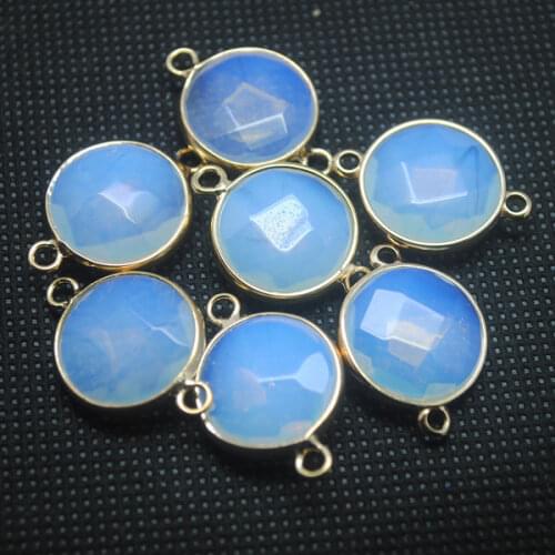 5pcs nature gem stone assorted stone connectors or as spacer beads for bracelets round shape faceted stone 18mm