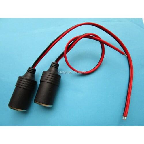 5 Pcs Car Charger Female Jacke 1 Channel Cigarette Adapter Connector Cable 30cm