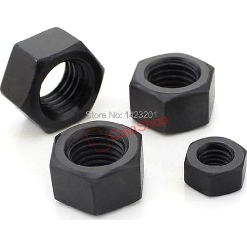50 Pcs/ Lot M6 M8 M10 M12 Hex Nut Metric Thread Hex Head Nut Screw Hardware Accessories Tool Hand kit Component Black