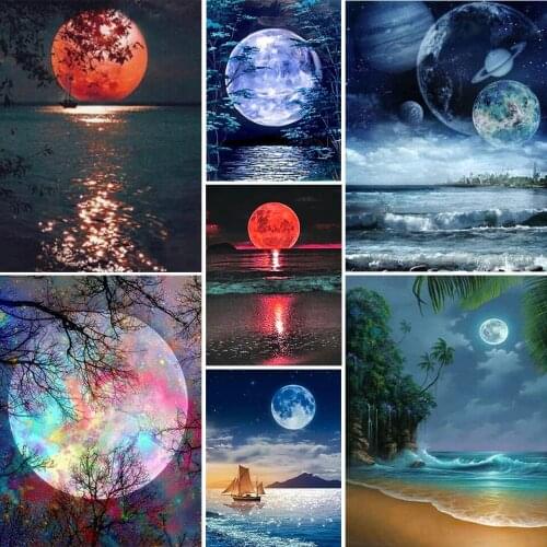 5D full square diamond painting landscape moon diamond embroidery painting cross stitch mosaic picture DIY home decoration gift