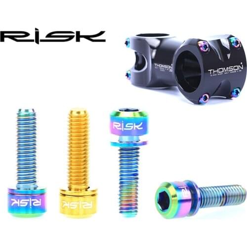RISK 6pcs M5x18/20 Mountain Road Bike Handlebar Stem Fixing Bolts Bicycle Washers Titanium Alloy Front Fork Fixed Screws