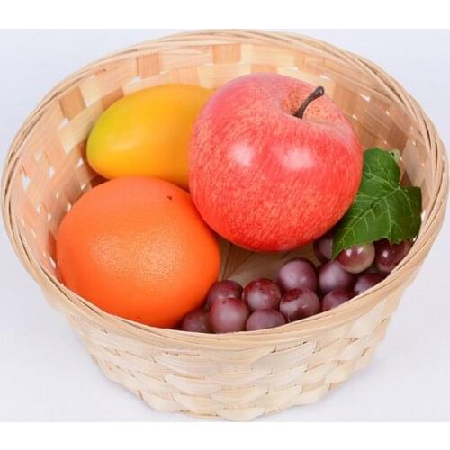 39XA Bamboo Woven Bread Basket Snacks Container Food Display Basketry Kitchen Fruit Vegetables Egg Storage Tray