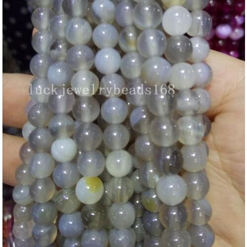 Free shipping Fashion Jewelry 6mm Gray Stripes Carnelian Round Ball Loose Beads 15.5" FG7402