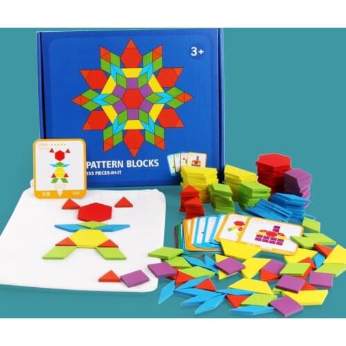 155pcs Montessori Wooden Jigsaw Puzzle Board Set Colorful Baby Educational Wooden Toy for Children Learning Developing Toys