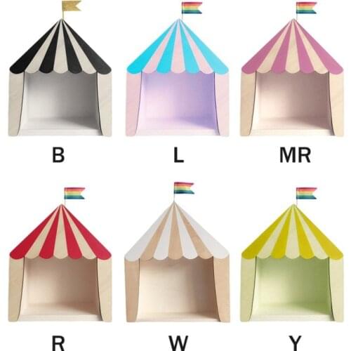 Solid Wood Circus Cabin Background Wall Hanging ornament for home decoration Kids Room Shelves Storage Box Kids Bookends