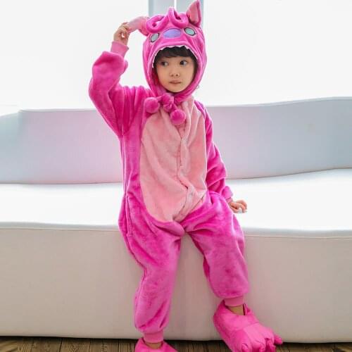 Children Kids Animal Costume Cosplay Unicorn Stitch Panda Cat Halloween Anime Sleepwear for Boy Girl Cartoon Pajama With Slipper