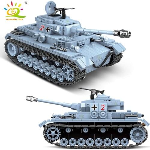 HUIQIBAO TOYS 716pcs Military German Panzerkampfwagen IV Tank Building Blocks 3 Army Soldier Figure For Children Boy Bricks Set