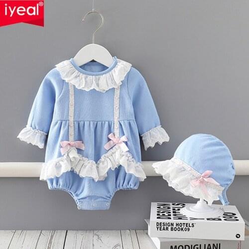 IYEAL Baby Bodysuits With Hat Baby Girls Jumpsuit 0-2 Yrs Newborn Baby Girls Overalls Toddler Outfits for kids
