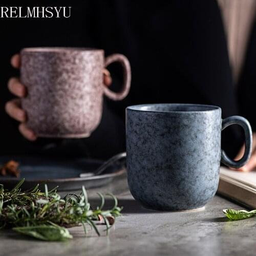 1PC RELMHSYU Creative European Style Ceramic 400ml Large Water Coffee Mug Milk Tea Breakfast Cup Drinkware