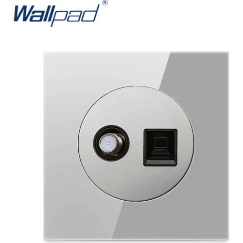 Wallpad Satellite SAT Data Internet Rj45 Computer Socket Ethernet RJ45 CAT6 Grey Tempered Crystal Glass Panel Wall Outlet